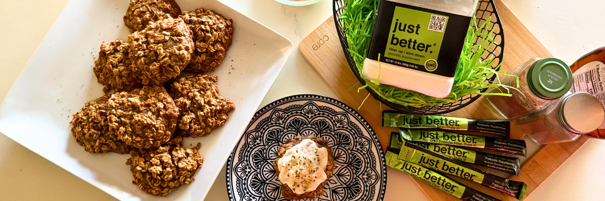 Carrot Cake Oatmeal Cookies with just better fiber on a countertop.