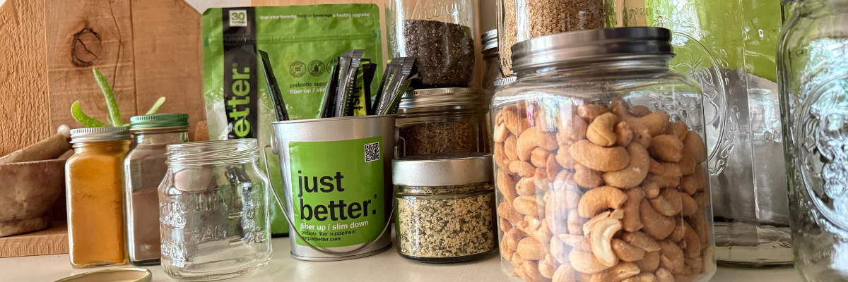 Ingredients for a gut healthy diversity jar with just better prebiotic fiber.
