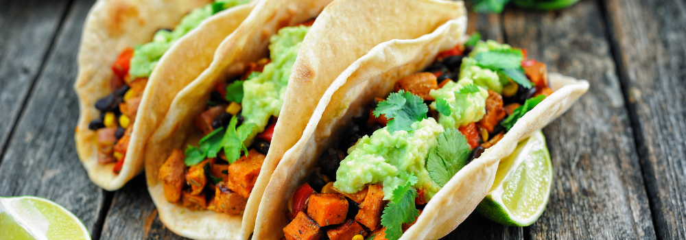 just better.® Recipe of the Week: Sweet Potato Black Bean Tacos & Spicy Prebiotic Greek Yogurt Sauce