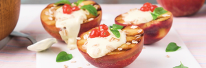 Prebiotic Grilled Peaches with Cinnamon-Infused Greek Yogurt with Gooseberries