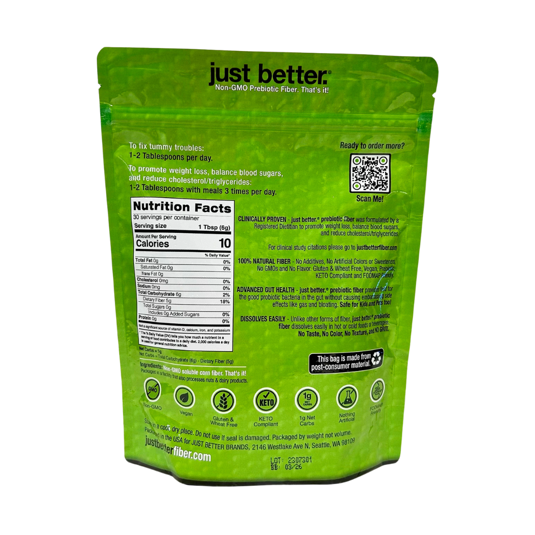 30 Serving Pouch (180g) of just better.® prebiotic fiber