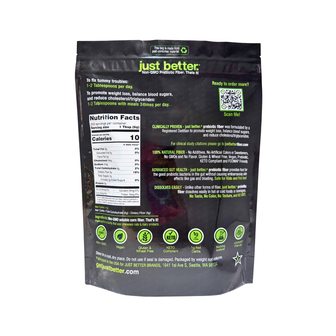 Combo Pack - 300g Container + 300g Refill Pouch of just better.® prebiotic fiber