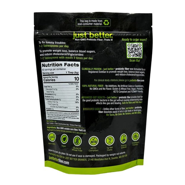 50 Serving Pouch (300g) of just better.® prebiotic fiber