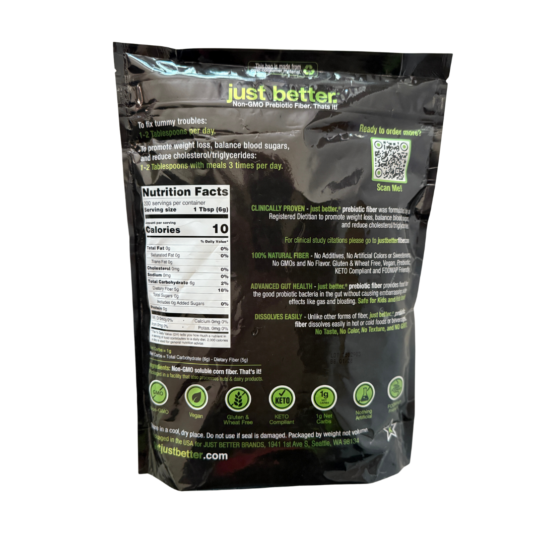 200 Serving Pouch (1200g) of just better.® prebiotic fiber