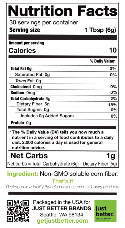 30 Serving Pouch (180g) of just better.® prebiotic fiber