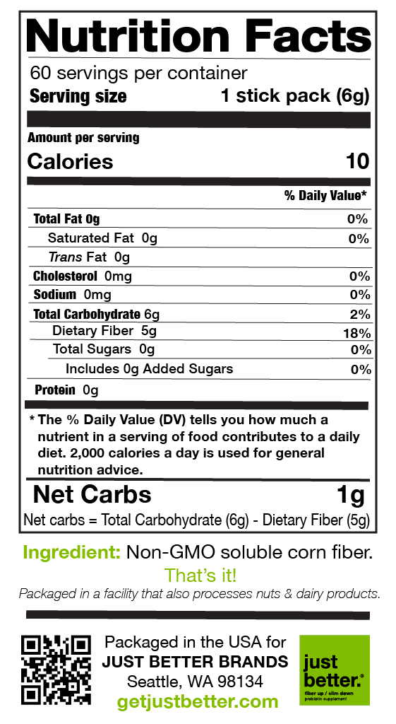 60-count Stick Pack Pouch of just better.® prebiotic fiber
