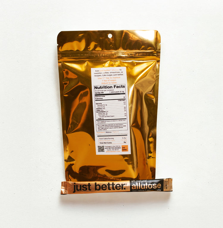18-count Stick Pack Pouch of just better.® allulose – JUST BETTER BRANDS